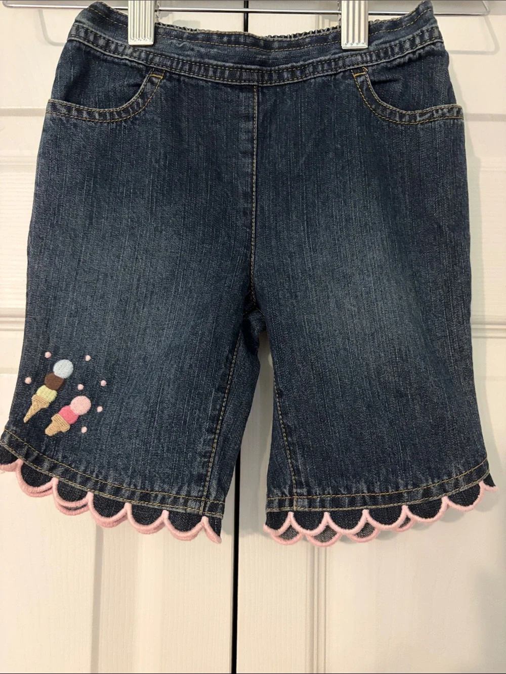 Vintage Gymboree Ice Cream Social Capri Jeans Scalloped Hem Size 12-18 Months